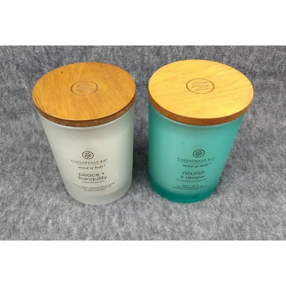 Chesapeake Bay Mind Body Candle Peace Tranquility Nourish Renew 1-Wick Lot/2 NEW
